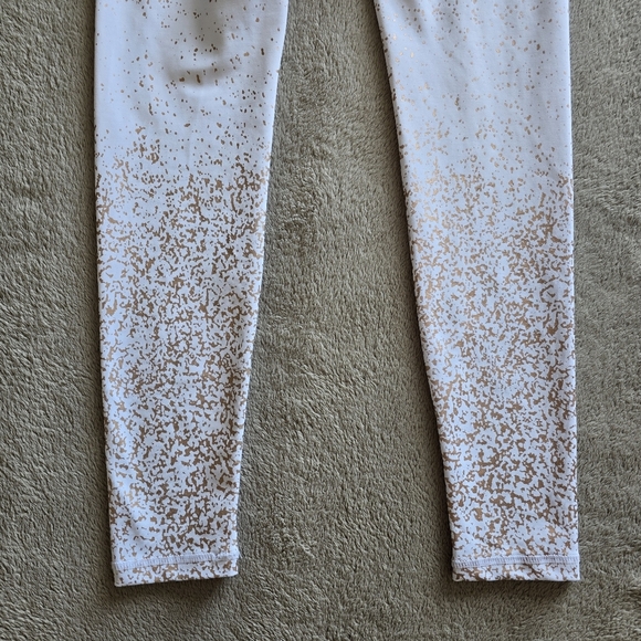 BuffBunny High Waist Dazzle White Rose Gold Splatter Leggings size small - Picture 8 of 11